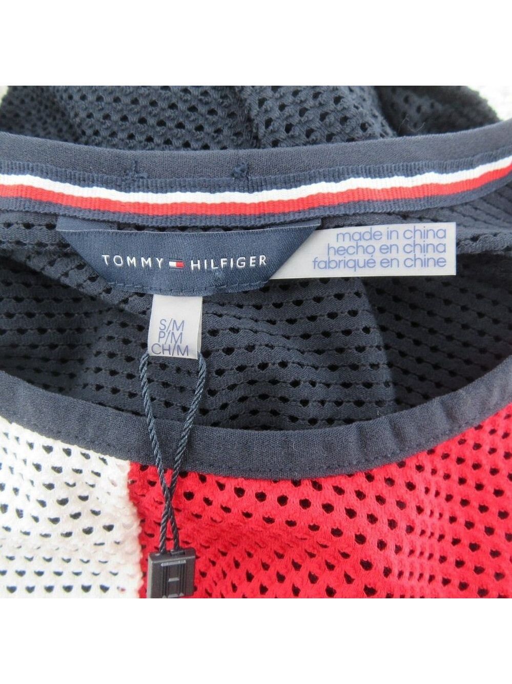 Tommy Hilfiger Swim Dress Cover-Up Mesh Navy Blue Red White Size S/M NEW $78 - Picture 11 of 13